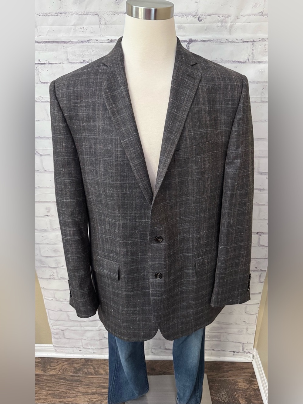 Ralph Lauren Dillards 48L Brown Wool Silk Linen Sport Coat Jacket Party Preppy